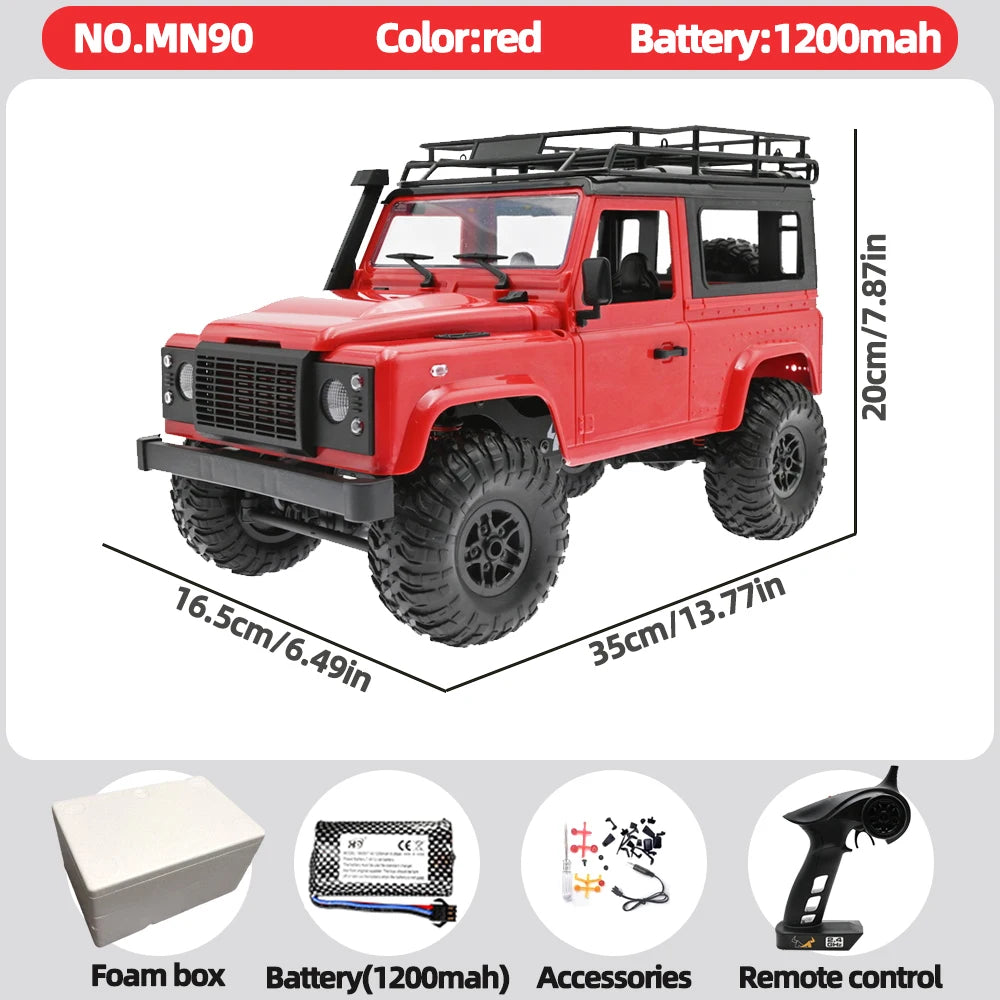 Coche RC Mangniu MN90 1/12 4WD con Luces LED Todoterreno