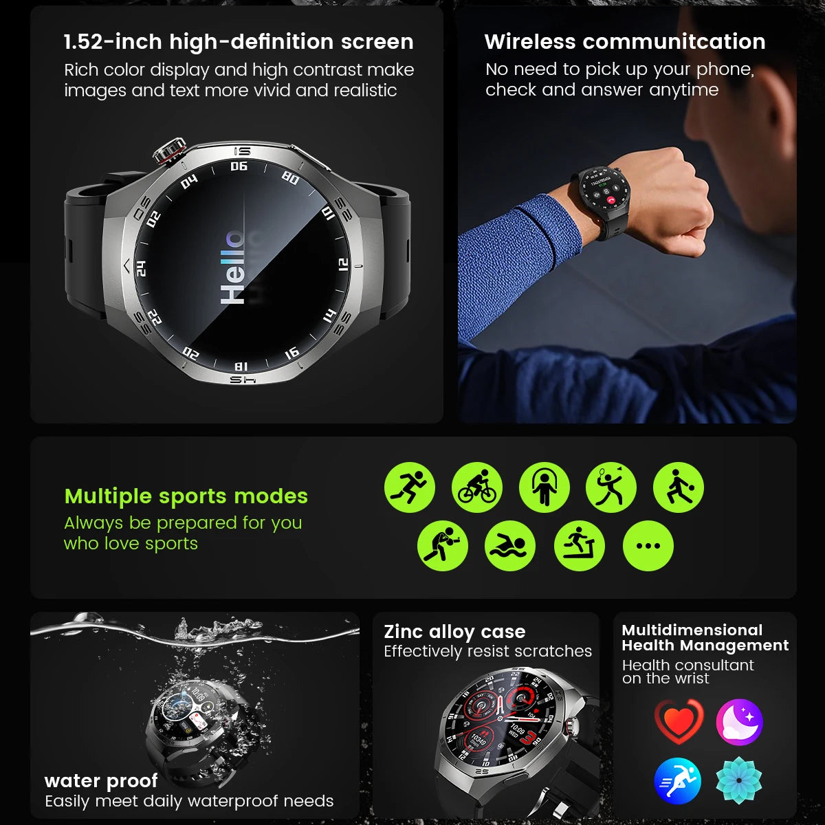 Reloj inteligente 5 Pro GPS NFC Smartwatch hombres 360*360 pantalla AMOLED Monitor de ritmo cardíaco Bluetooth llamada IP67 impermeable hombres Smartwatch