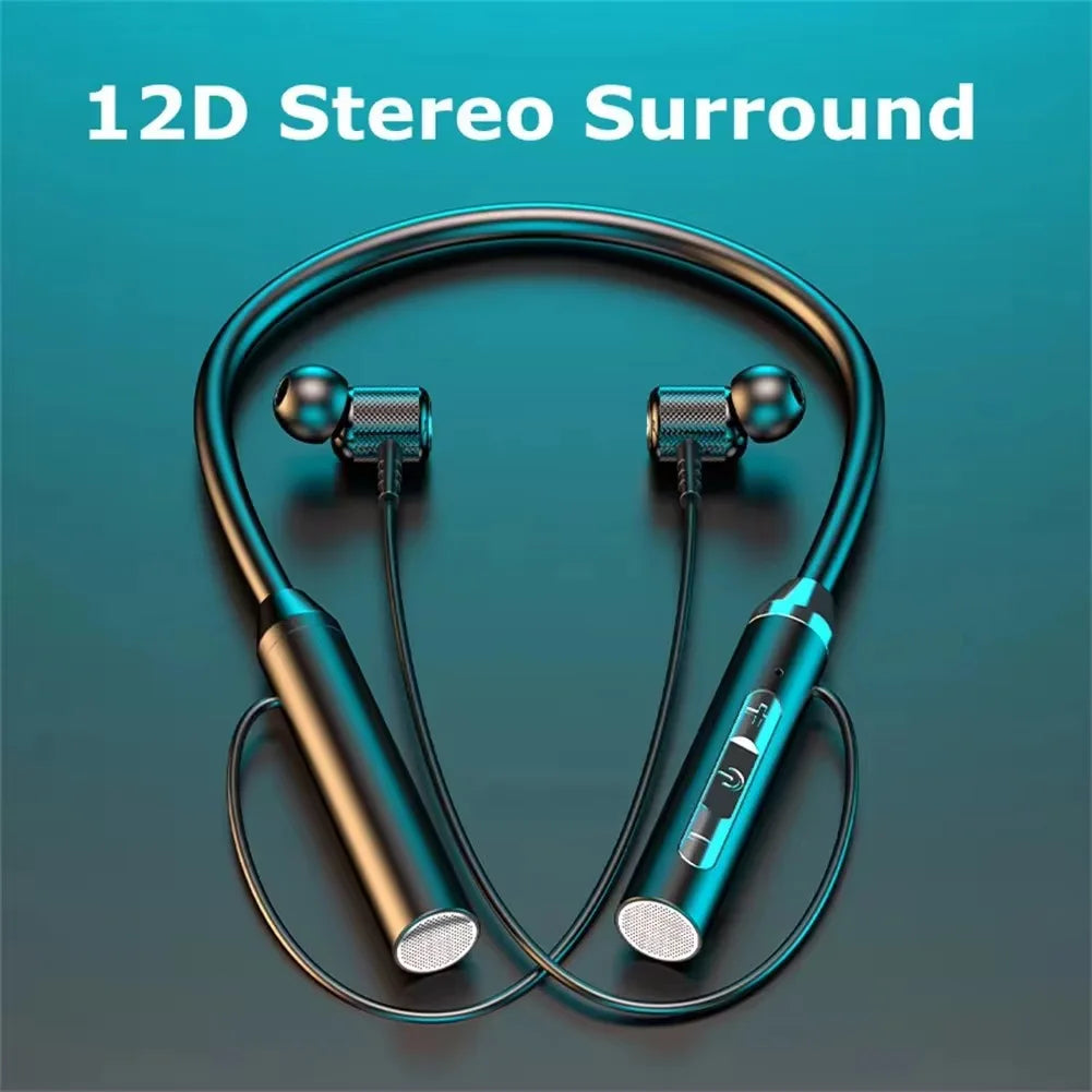 Auriculares inalámbricos con Bluetooth, cascos con banda para el cuello, auriculares deportivos estéreo para videojuegos, auriculares magnéticos impermeables con pantalla LED