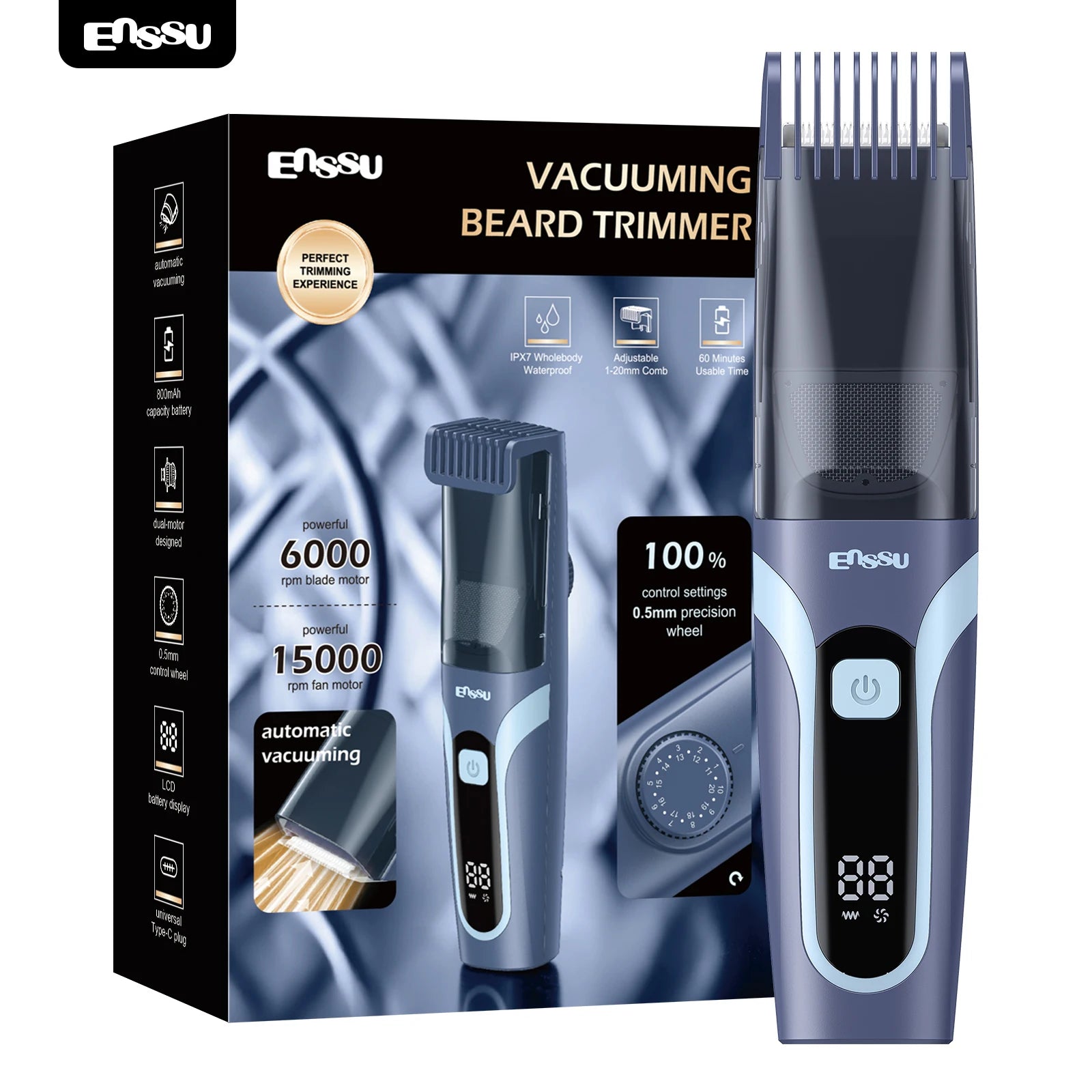Cortadora de Pelo Profesional al Vacío para Hombres, Recargable por USB, Recortadora de Barba Eléctrica para Uso Doméstico