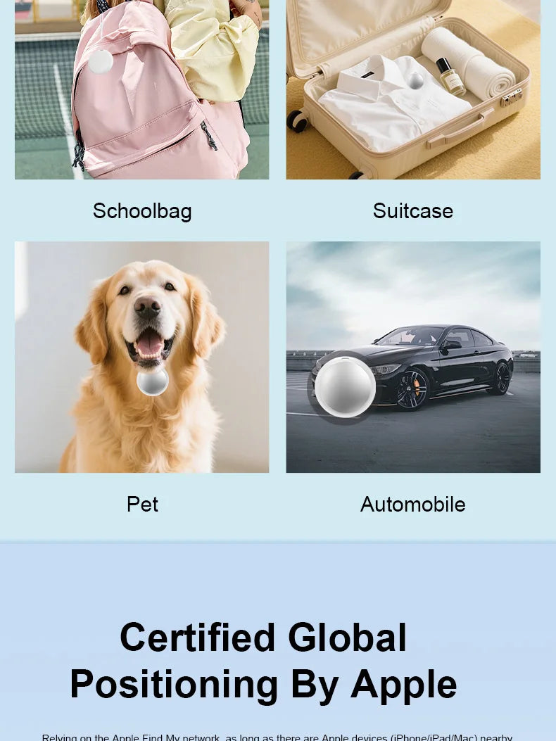 Mini Rastreador Inteligente Compatible con la Aplicación Apple Find My, Localizador Antipérdida para Mascotas, Perros, Gatos, Llaves, Carteras, Equipaje, Teléfonos, Niños, Ancianos
