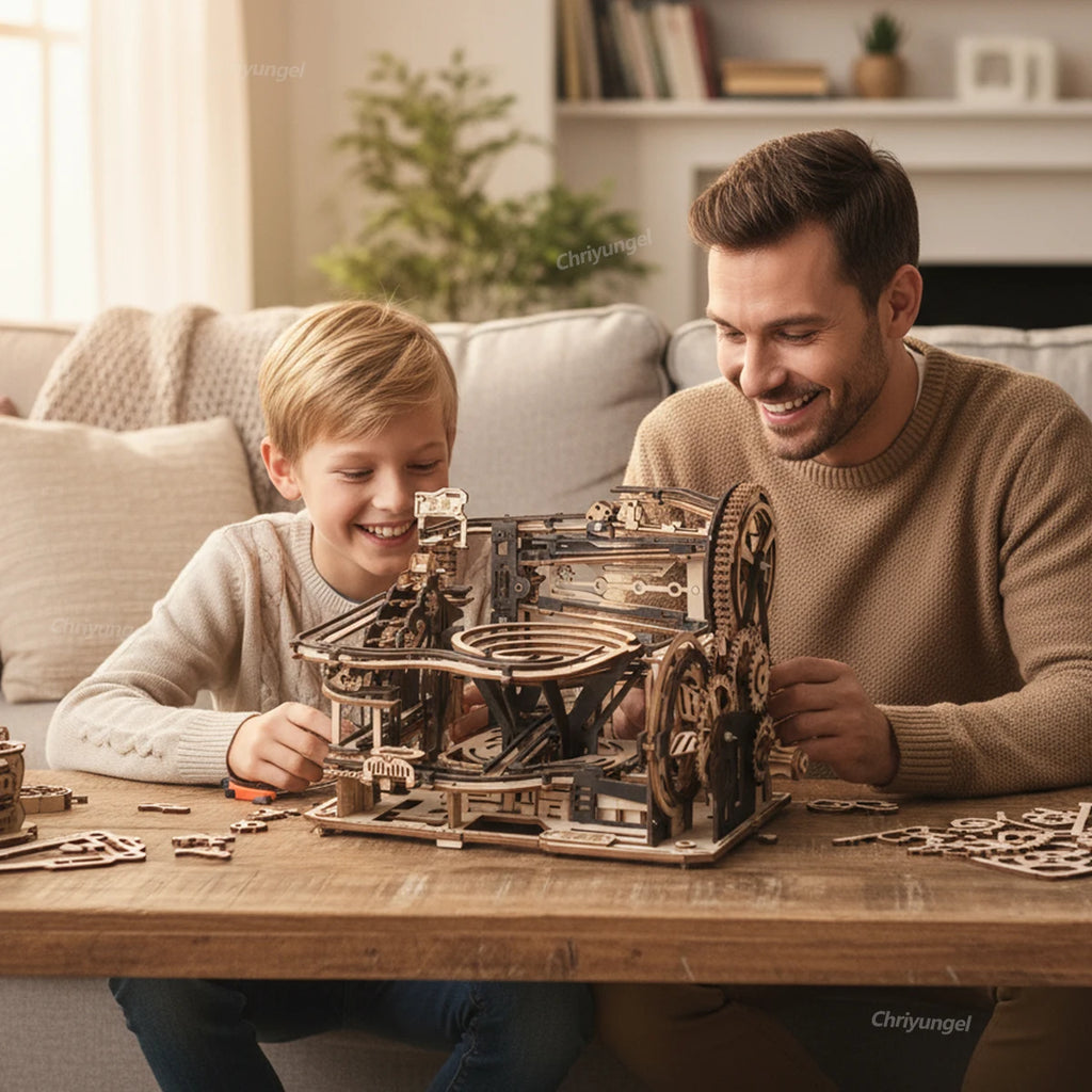 Chriyungel - Juego de Construcción de Madera 3D con Pistas de Canicas, Rompecabezas, Juego de Ingenio con Pistas de Canicas Rodantes, Regalo para Adultos y Adolescentes