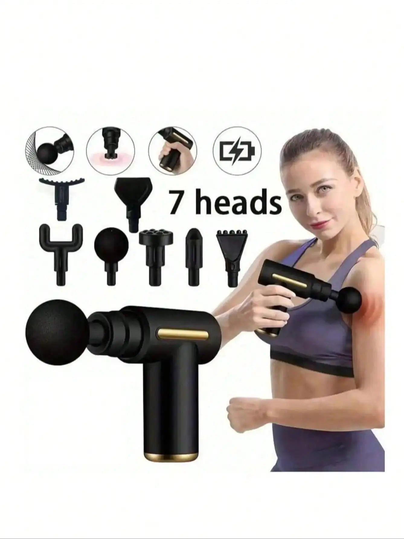 Pistola de masaje muscular portátil 2026 para masaje corporal, con pantalla táctil Led, ajuste de velocidad y 4 reemplazables, recargables