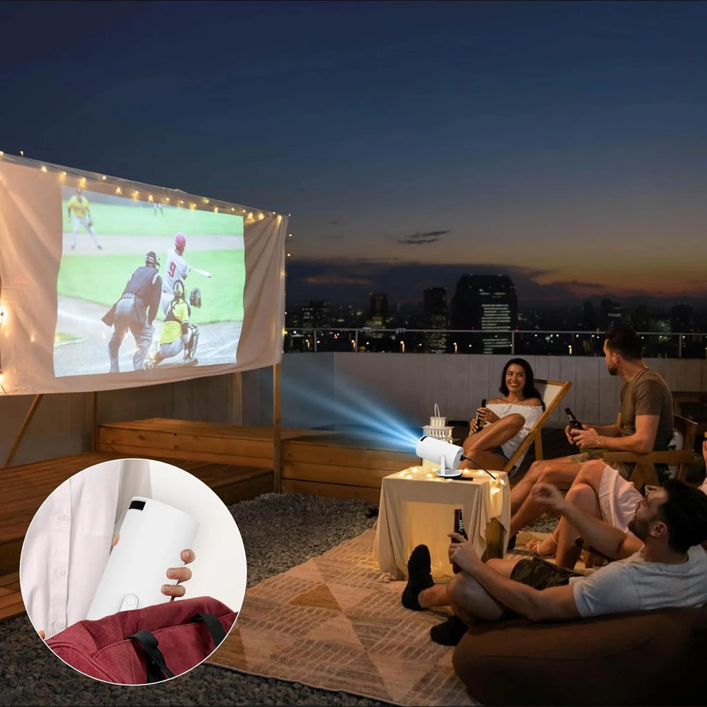 Mini Proyector XFY HY300 con WIFI 5G y Bluetooth, Compatible con 4K 1080P, Proyector Portátil 180 °   Proyector Keystone Automático Giratorio