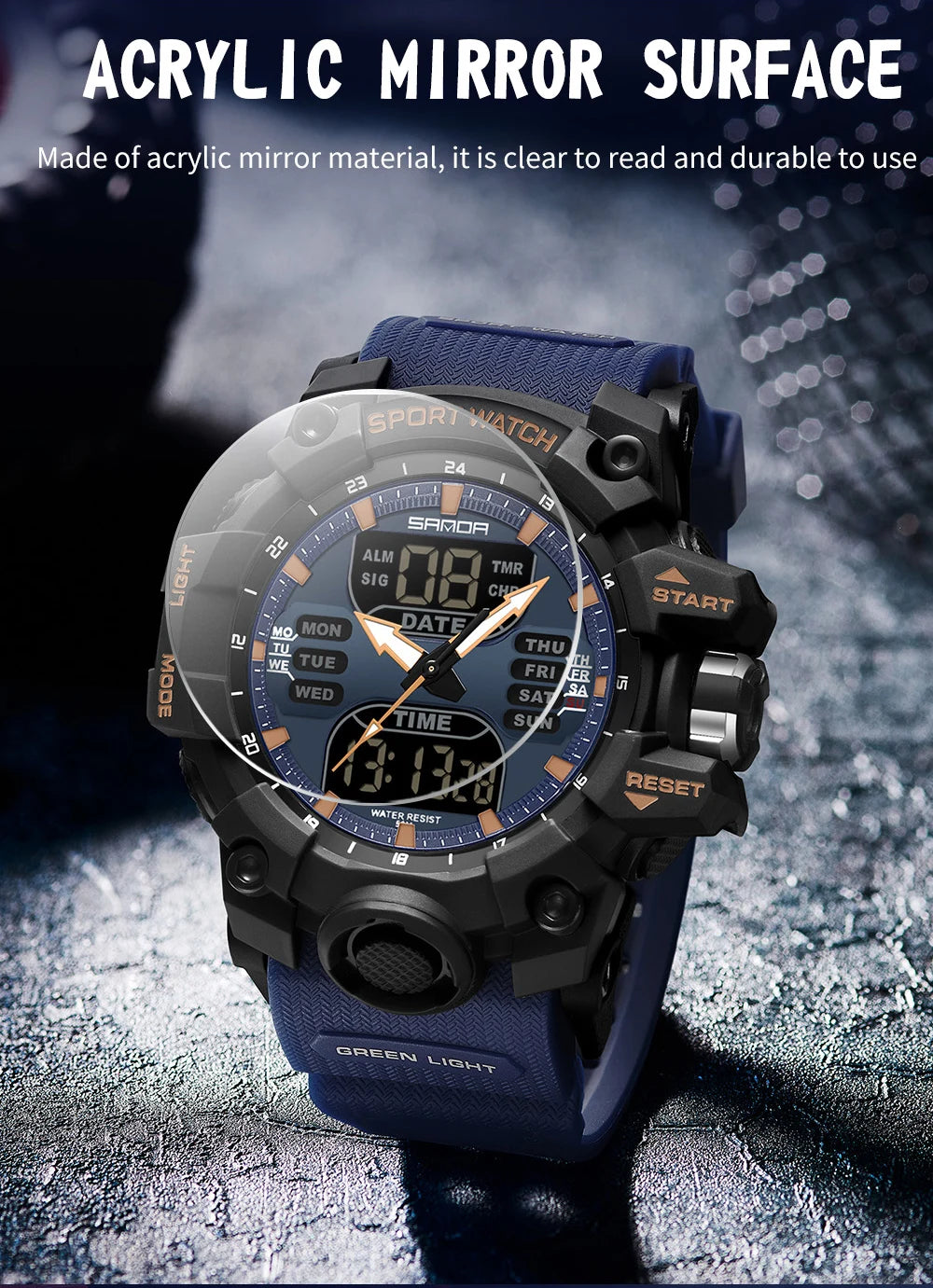 Reloj Deportivo Digital SANDA para Hombre con Doble Pantalla LED y Alarma