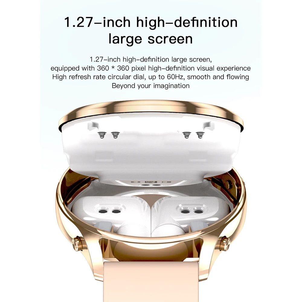 Nuevo Reloj Inteligente 2 en 1 con Auriculares Bluetooth TWS de 1.27 Pulgadas para Mujer, con Monitoreo de Salud, Llamadas BT, Resistente al Agua IP67, 2026