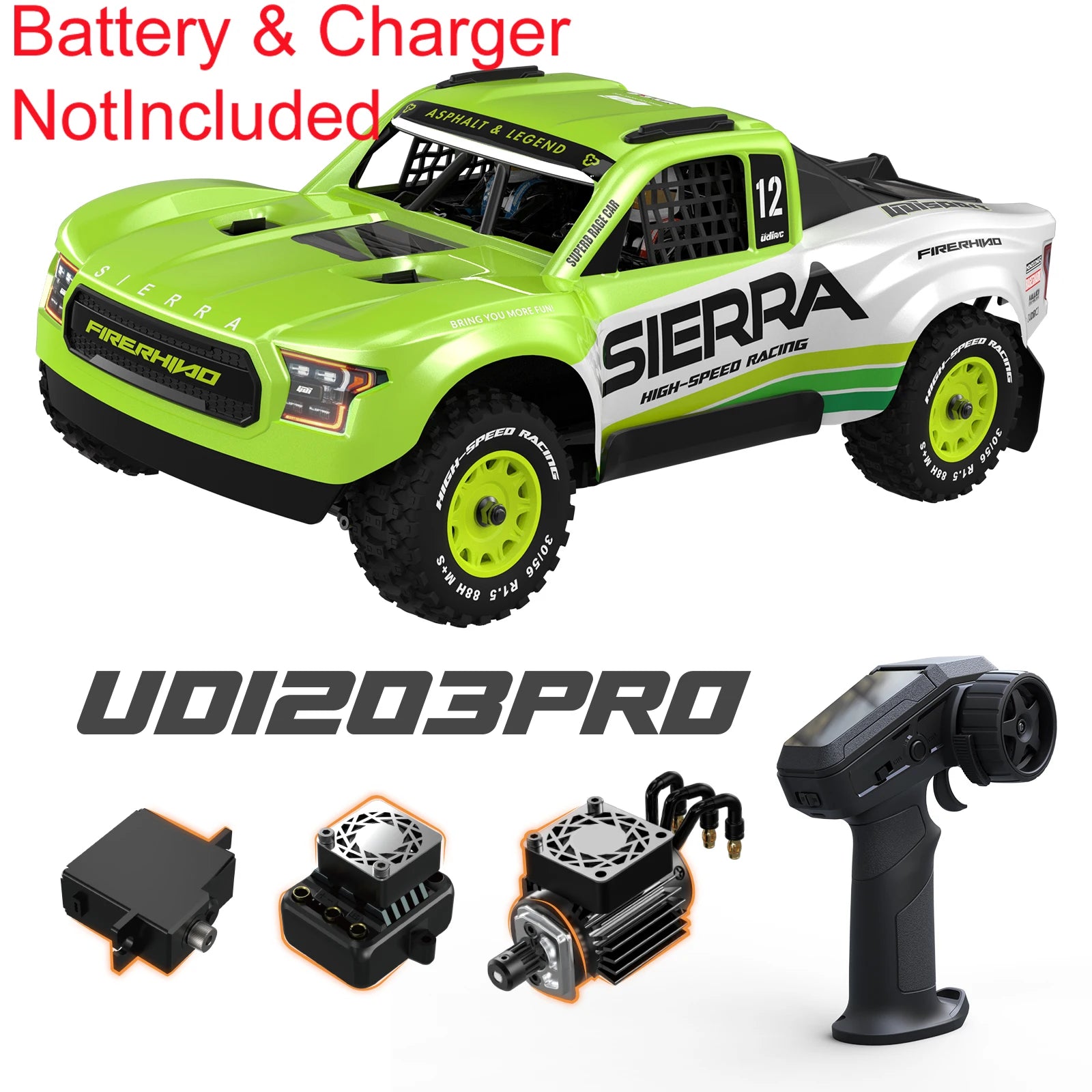 Camioneta RC 1/12 4WD sin Escobillas, Ultra Rápida, Todoterreno para Desierto