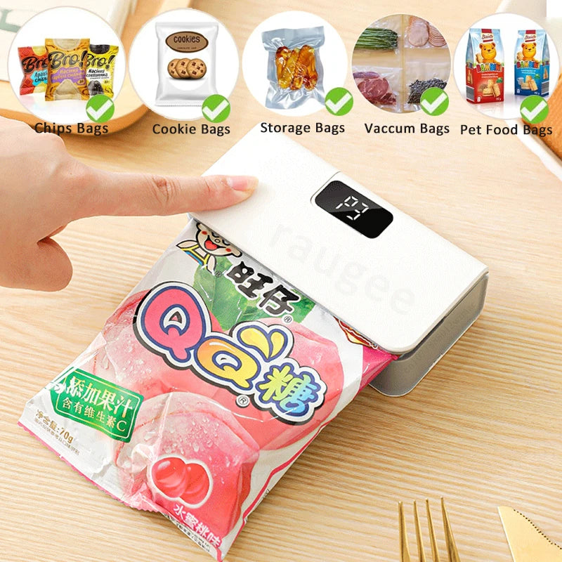 Mini sellador de bolsas térmico recargable para empaque de alimentos