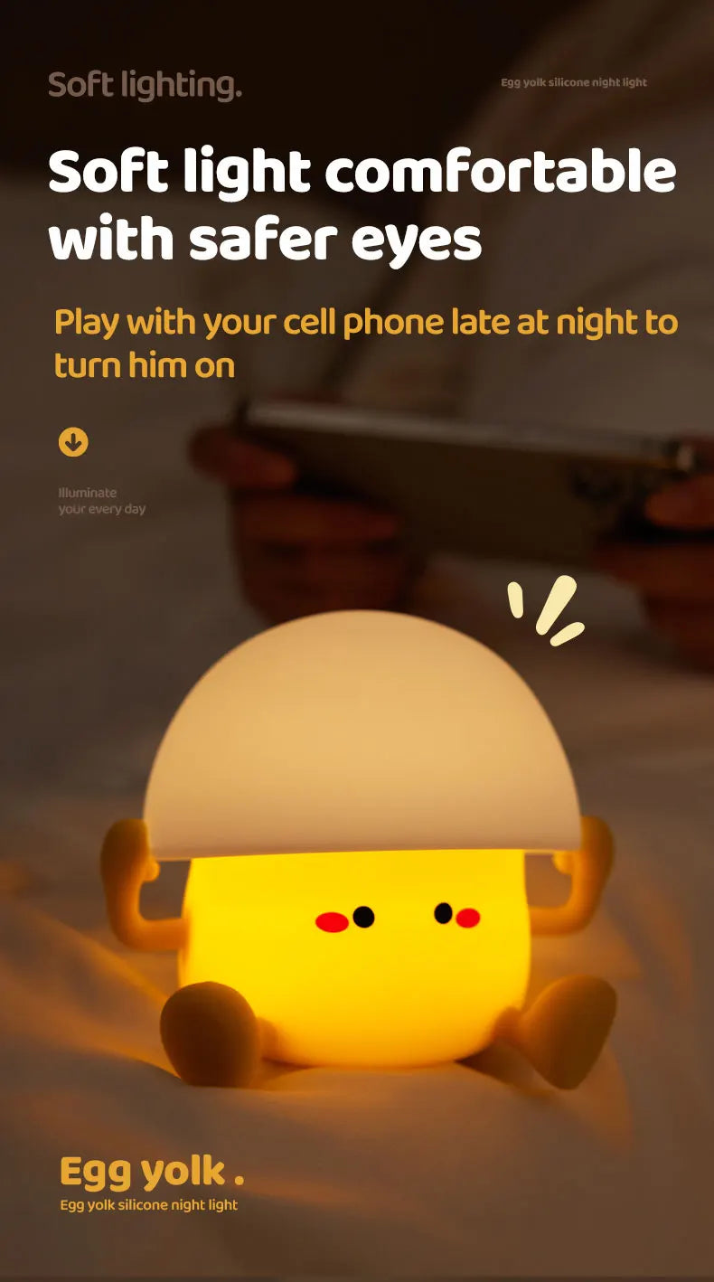 Bonita luz nocturna, lámpara de yema de huevo, lámpara de seta, decoración creativa de escritorio, carga USB, luz nocturna interior para niños, regalo de cumpleaños