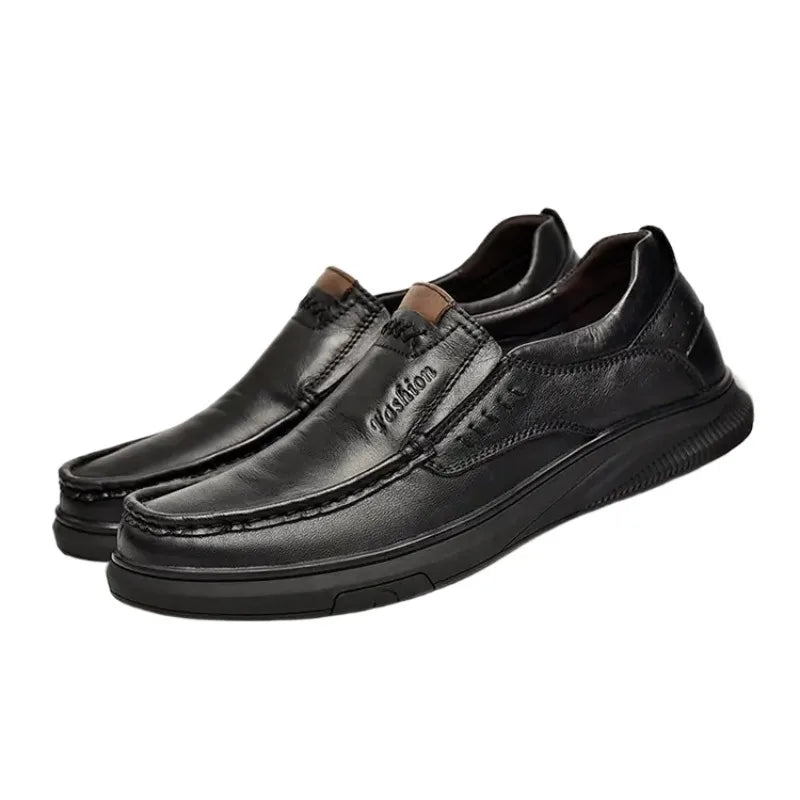Zapatos náuticos de cuero vintage para hombre con cordones y suela antideslizante