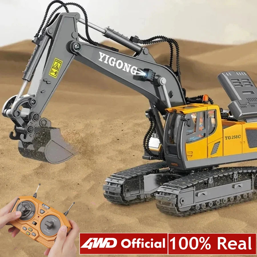 Excavadora, Volquete y Bulldozer RC 4x4 de Aleación, Vehículos de Construcción