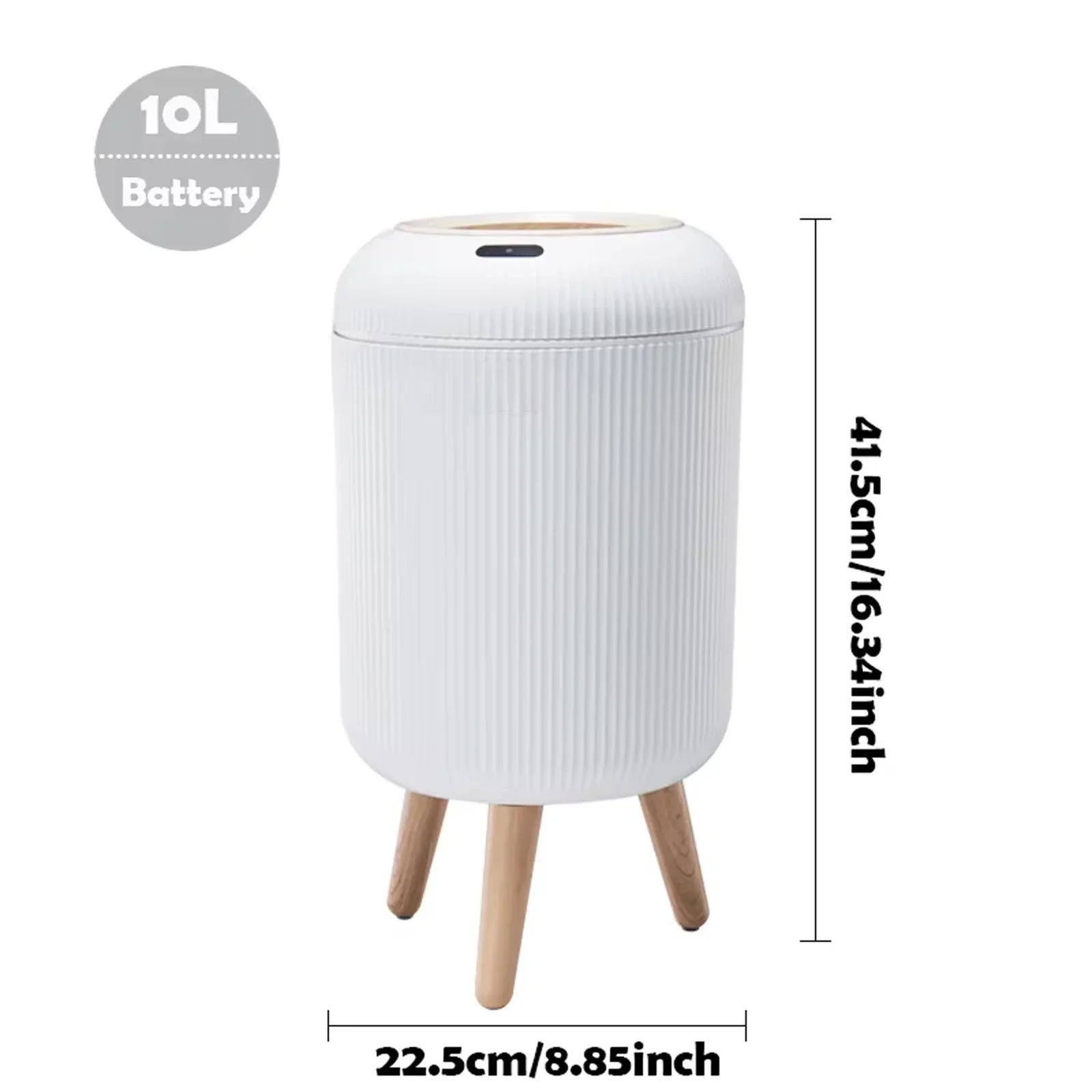 Cubo de Basura con Sensor de Movimiento de 10L, Automático con Tapa, Cubo de Basura Inteligente de Plástico Pequeño para Dormitorio, Baño, Cocina, Oficina