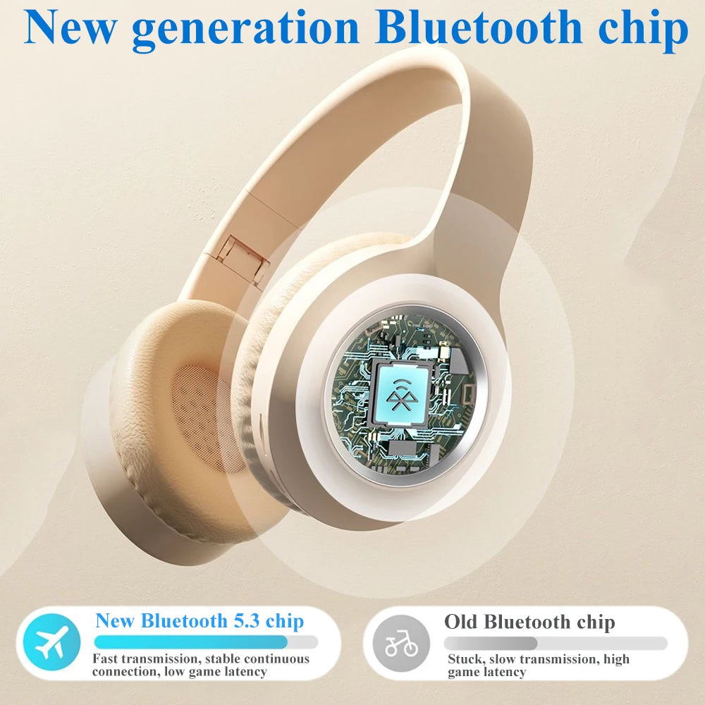 KEBIDU Auriculares Gaming RGB Bluetooth Plegables
