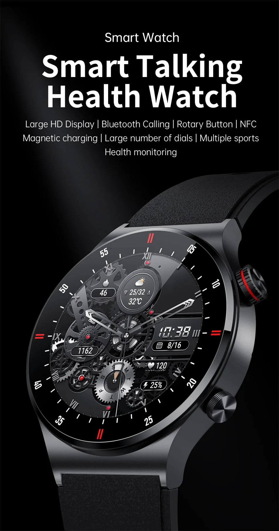 Reloj Inteligente Deportivo con Pantalla Táctil y Llamadas Bluetooth