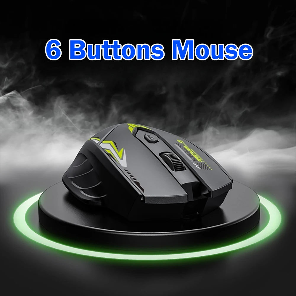 Ratón inalámbrico de 6 botones 2,4G, Bluetooth 5,4, ratón recargable de modo Dual, ratón de oficina de 1600 DPI, ratón para juegos para PC y portátil