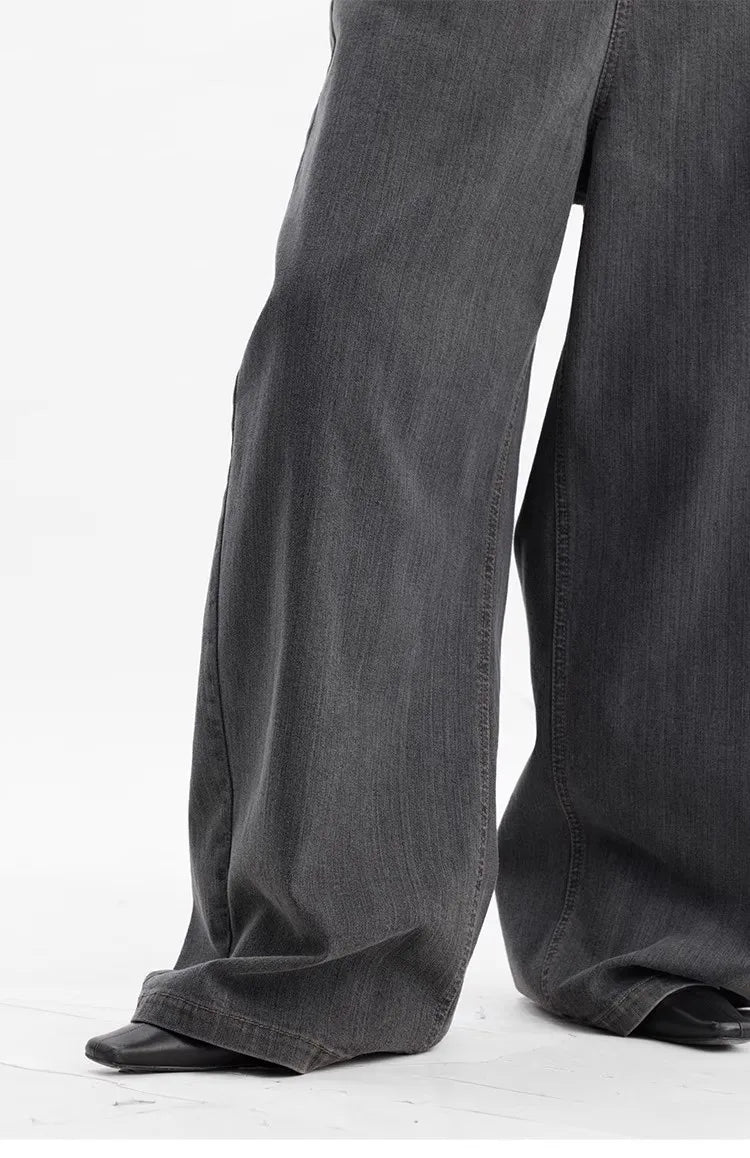 Jeans Americanos Retro de Cintura Alta para Mujer, Pierna Ancha con Acabado Desgastado