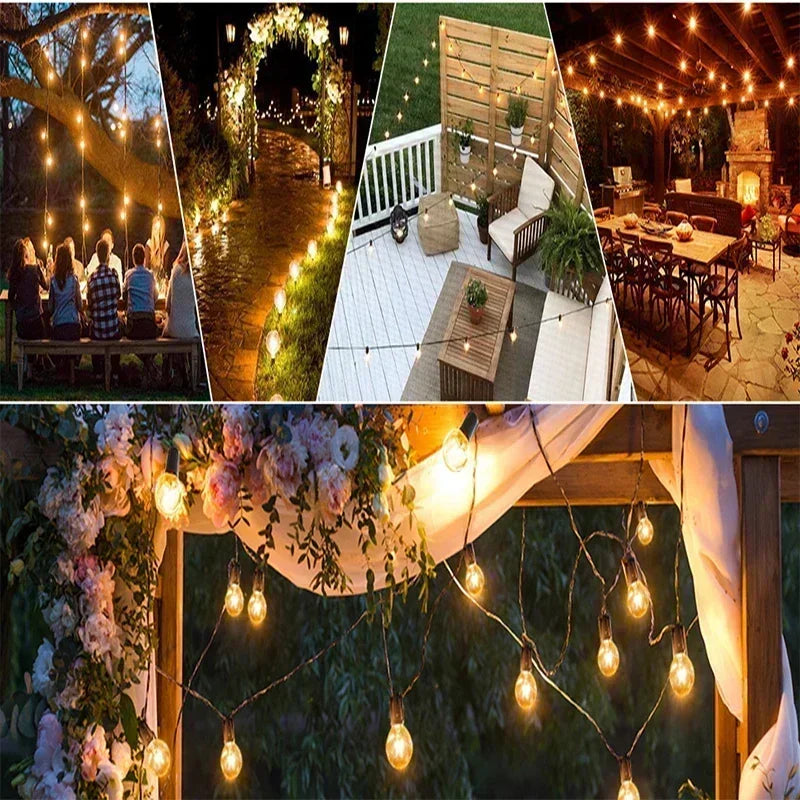 Guirnalda de Luces para Exteriores, Luces de Patio Resistentes a los Golpes, Lámpara Colgante Impermeable, Lámparas LED Conectables para Exteriores, 220V, Enchufe Europeo