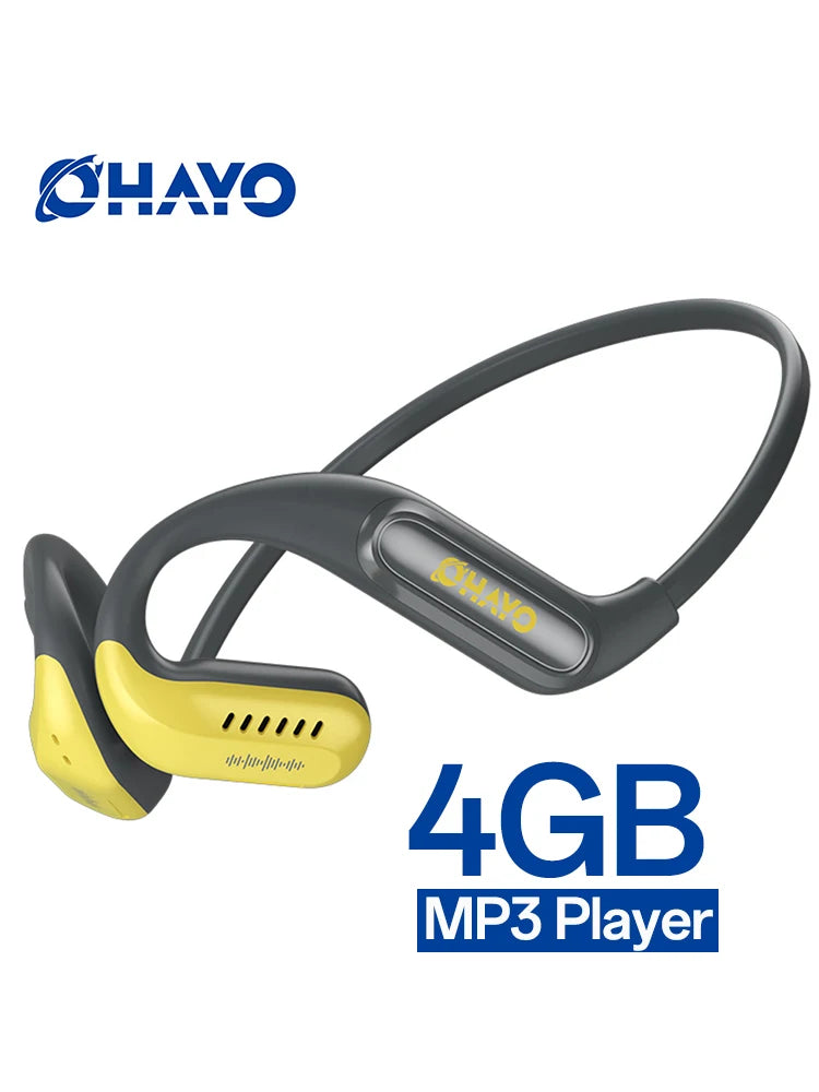 Ohayo 4GB auriculares con reproductor de música auriculares abiertos Bluetooth 5,3 auriculares IPX7 impermeables con tira de luz LED micrófono ENC