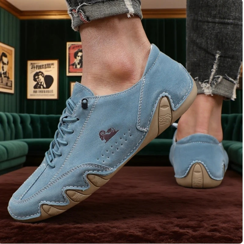 Botines para hombre con costuras a la moda, zapatos informales ligeros y cómodos para caminar, tenis transpirables, zapatos para conducir al aire libre