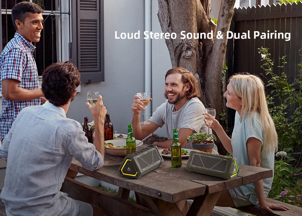 Altavoz Bluetooth para exteriores MLOVE P3, altavoz Bluetooth 5,3 con potencia de salida de 40W, sonido estéreo IPX7 resistente al agua, tarjeta Micro SD, luz RGB