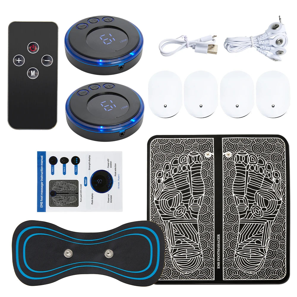 EMS-alfombrilla masajeadora de pies eléctrica TENS, almohadilla masajeadora de pies, estera de masaje plegable, Estimulación muscular, Fisioterapia, Terapia, Fisica Salud