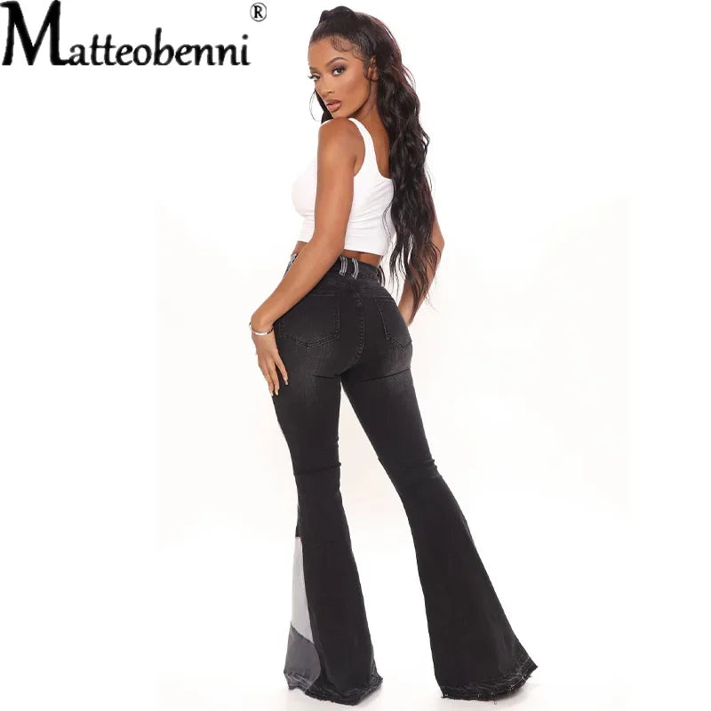 Pantalones Vaqueros Acampanados de Cintura Alta para Mujer