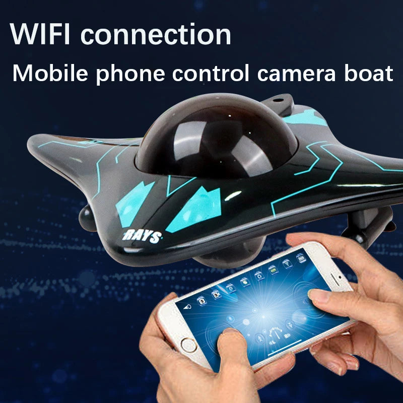 Mini Barco RC WiFi con Cámara Subacuática y Control de 6 Vías