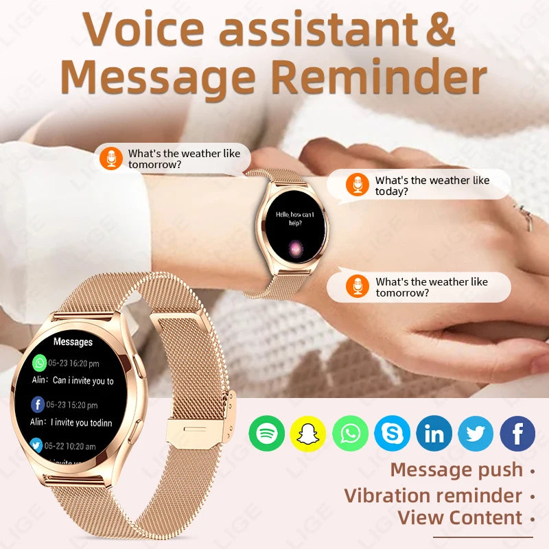 Reloj Inteligente LIGE AMOLED para Mujer Bluetooth