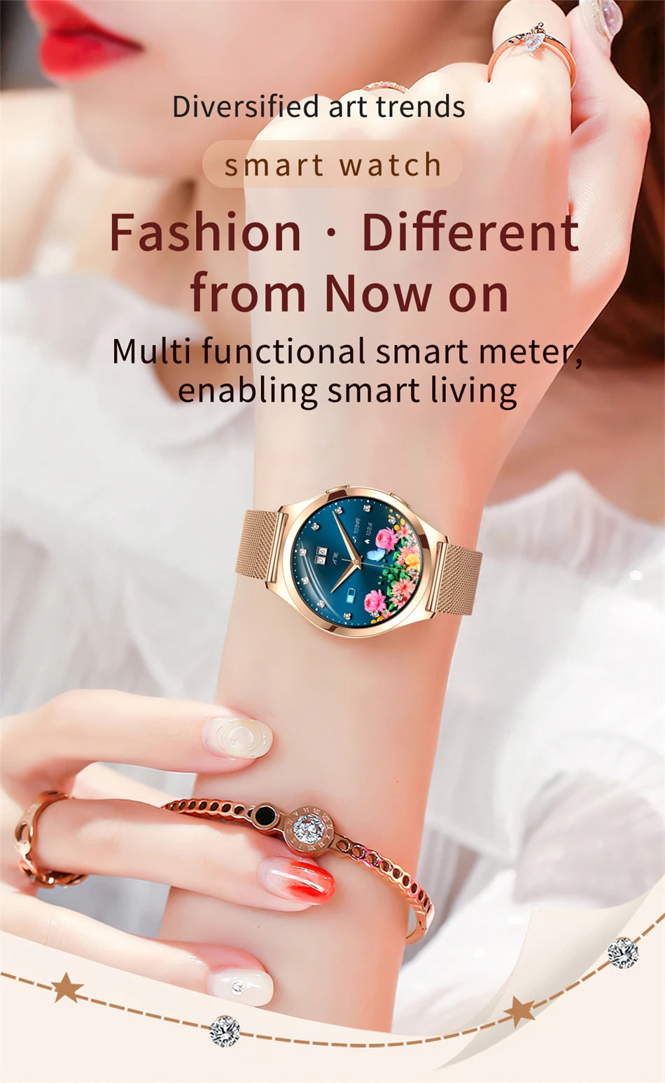 Smartwatch LIGE para mujer con pantalla HD 1,27" y monitor de salud