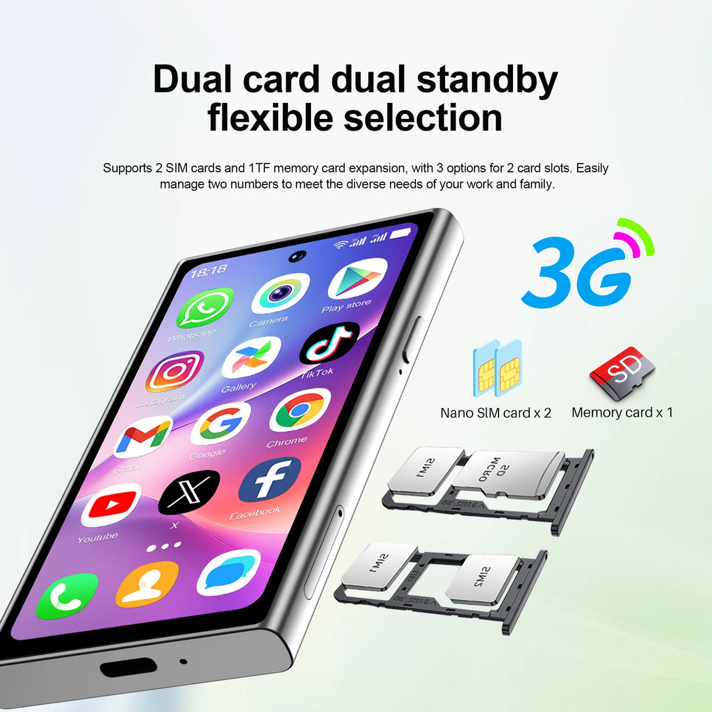 SERVO S27 MINI Android Palm Smartphone 3G WCDMA RAM 2GB ROM 16GB Google Play Desbloqueo facial Dual SIM Pantalla de 4,0 "Mini teléfonos inteligentes