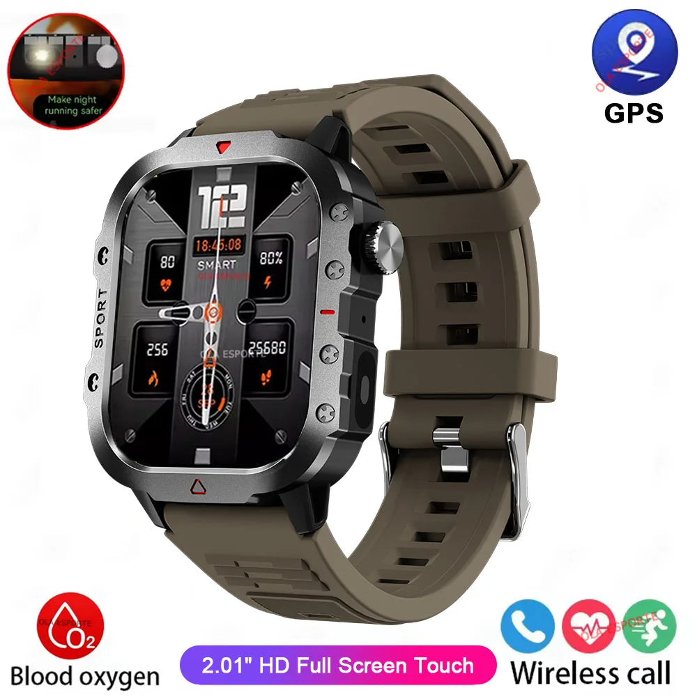 Reloj Inteligente Militar 2026 para Hombre, IP67 3ATM, GPS para Exteriores, Monitor de Actividad Física y Salud, Pantalla de 1.44 Pulgadas, Llamadas Bluetooth