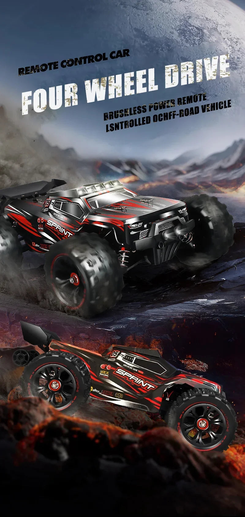 Coche teledirigido 1/14 4WD 2,4G, coche de Control remoto 550, cepillo de carbono, Motor fuerte de deriva, todoterreno, coche de carreras en el desierto, camión remoto, juguetes