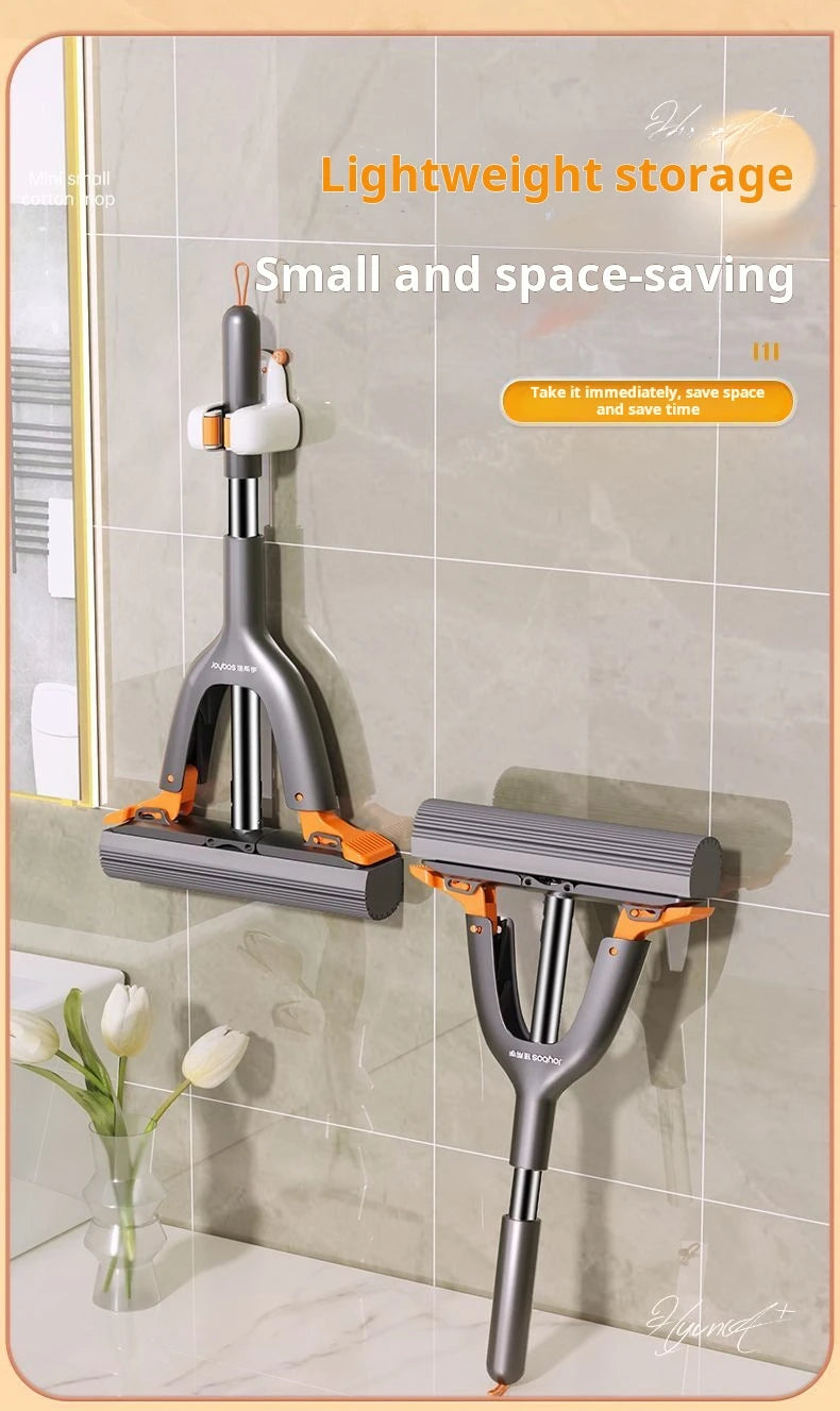 Mini fregona de esponja Joybos con sistema push-pull, uso multiusos