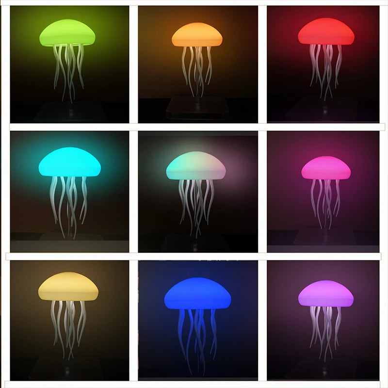 Lámpara LED de medusas con 9 tentáculos, 2 modos de trabajo, batería de larga duración, efectos de luz degradados de color con control remoto