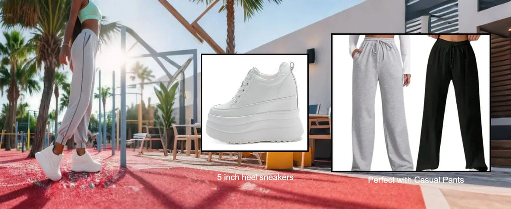 Zapatos deportivos Fujin con plataforma alta de 13 cm, zapatos planos con cuña, zapatillas gruesas, informales, cómodas, de alta gama, para caminar en otoño, 5 pulgadas