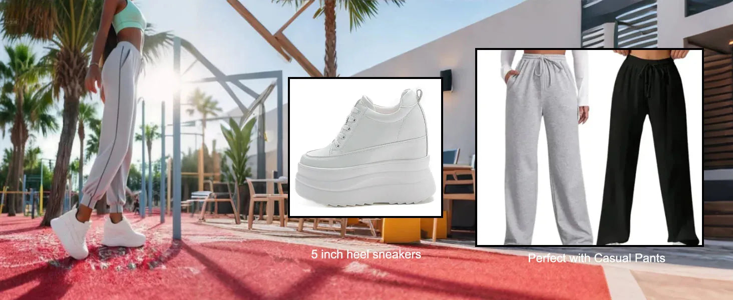 Zapatos deportivos Fujin con plataforma alta de 13 cm, zapatos planos con cuña, zapatillas gruesas, informales, cómodas, de alta gama, para caminar en otoño, 5 pulgadas