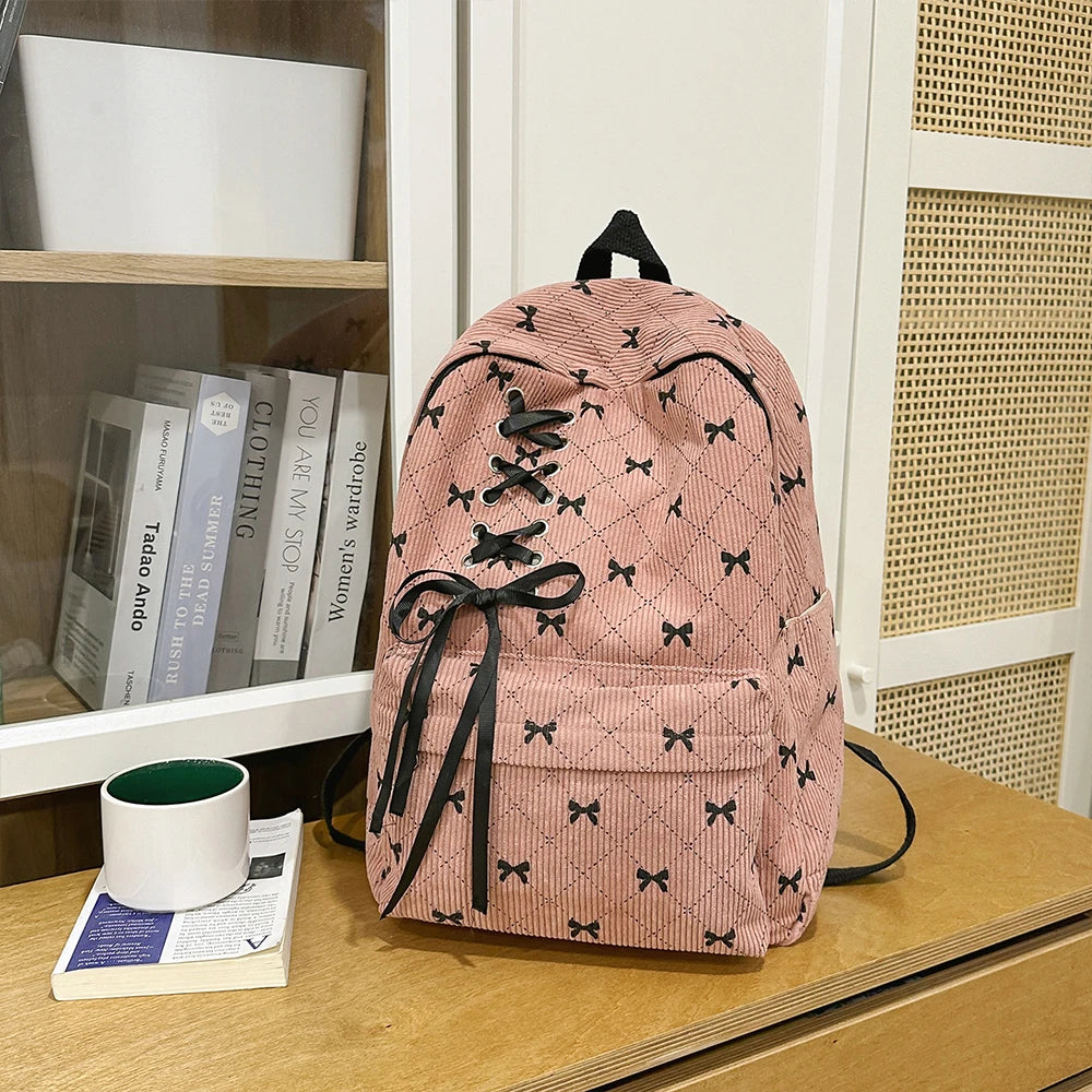 Mochila de Pana para Mujer, Gran Capacidad Estilo Universitario para Viajes
