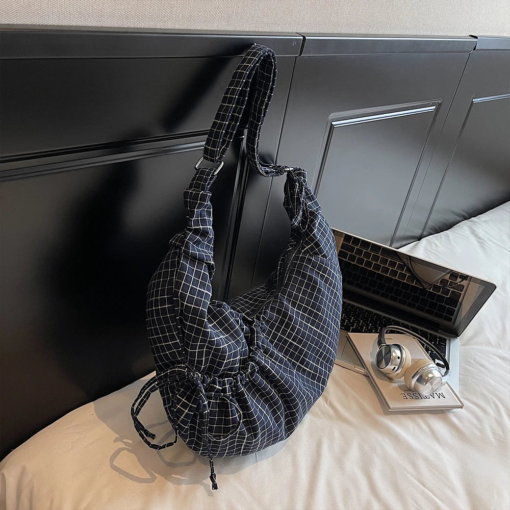 Bolso de Lona Grande Estilo Coreano para Mujer, Plisado