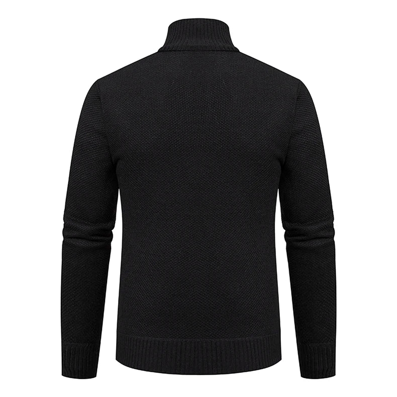 Buzo Cárdigan con Cremallera para Hombre – Cuello Alto y Forro Polar