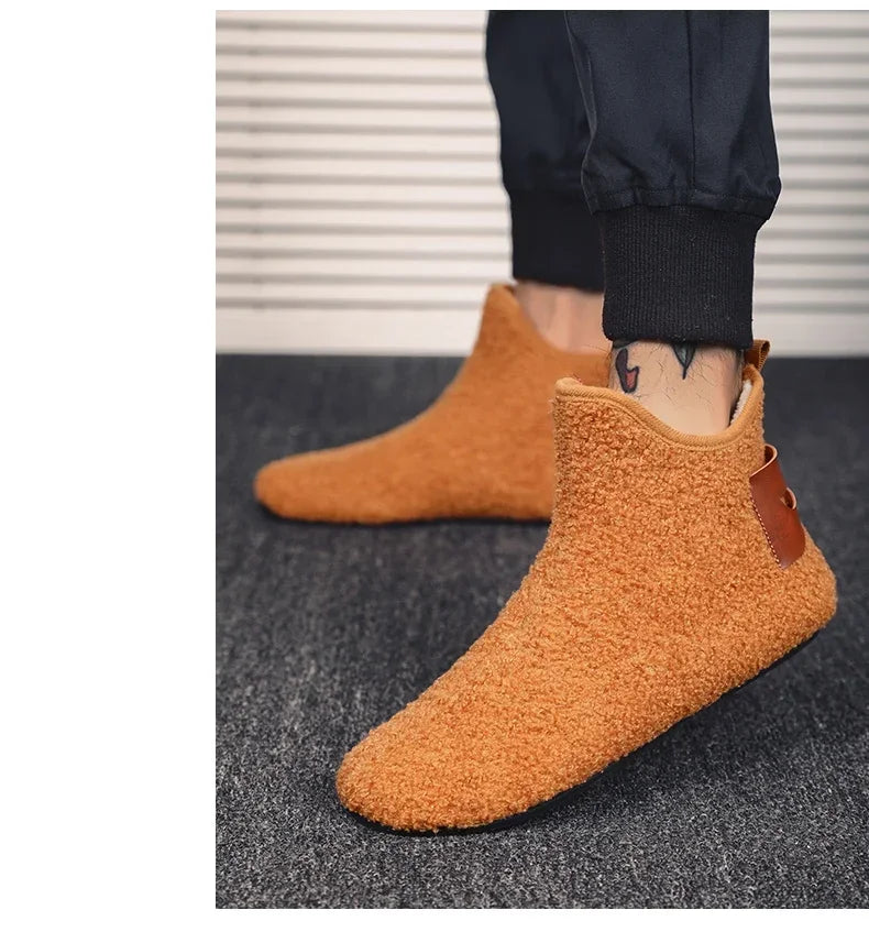 YRZL, zapatos de algodón de invierno para hombre, zapatillas ligeras sin cordones de alta calidad, mocasines de algodón de felpa para interiores, zapatos cálidos de invierno para hombre
