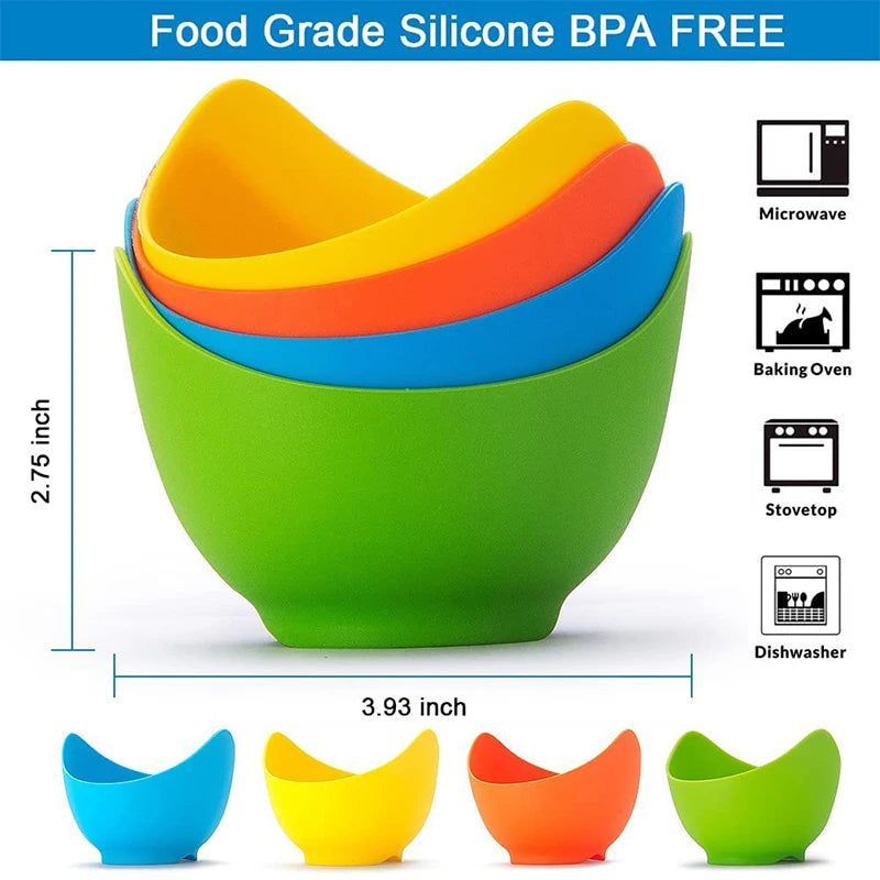 LMETJMA-Tazas de silicona para escalfador de huevos, molde para hervir huevos, con soportes de anillo, para freidora de aire por microondas, 4 piezas, JT85