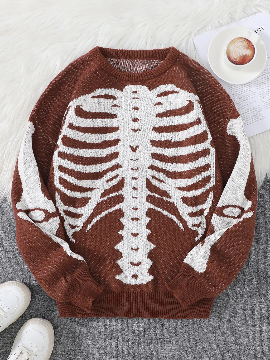 Nuevo Popular Otoño e Invierno Backbone Jacquard patrón pulóver suéter Casual cuello redondo tejido jersey de los hombres