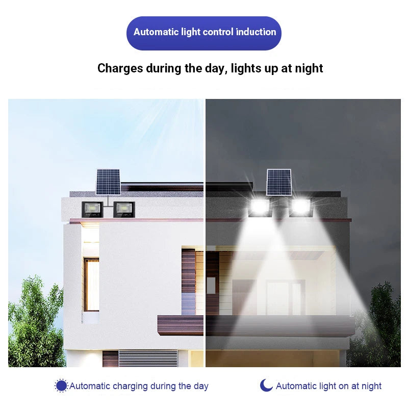Reflector solar LED 400W 2 cabezales para jardín impermeable IP65