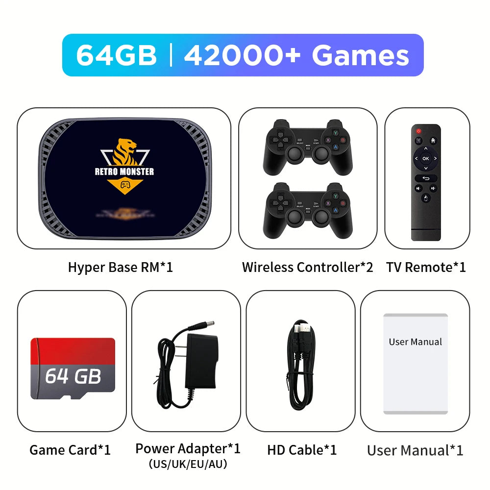 Consola de videojuegos Retro 4K S905X4, caja de juegos Retro Monster integrada, 48000 juegos para PSP/PS1/Sega Saturn/SNES Android 11,0 TV Box
