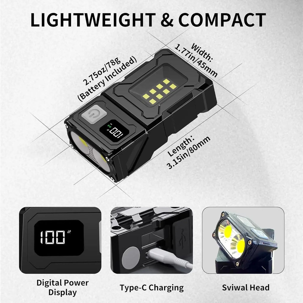 Mini Linterna LED COB Recargable USB con Imán Camping Emergencia