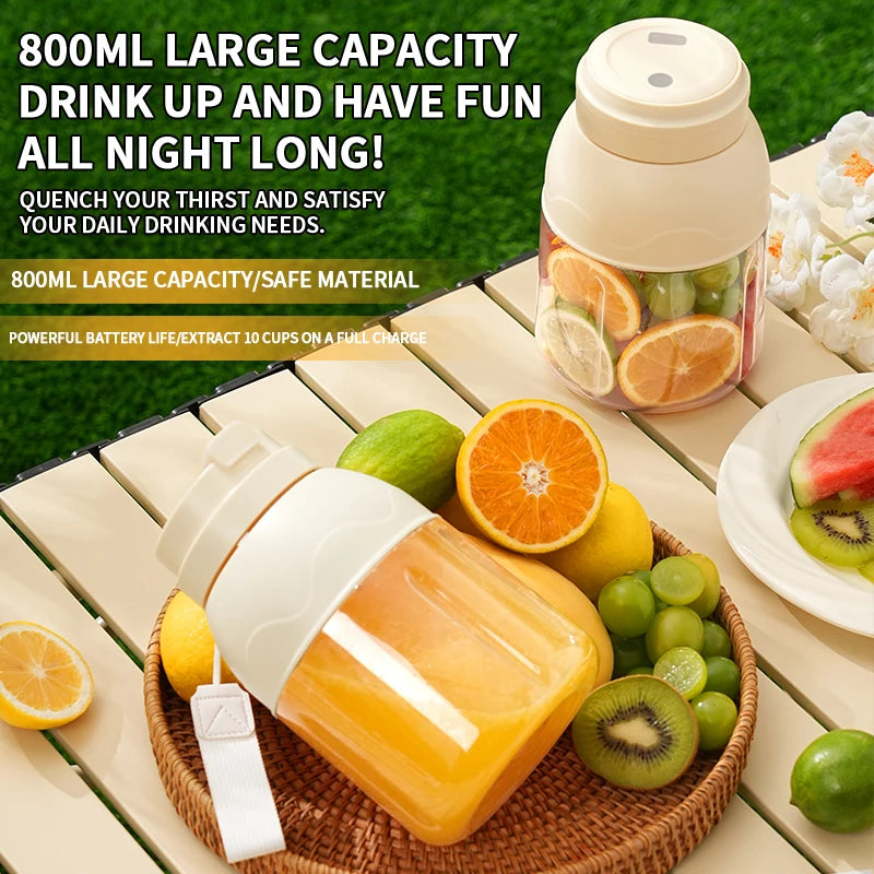 Exprimidor Eléctrico Portátil 800ml Recargable para Frutas y Verduras