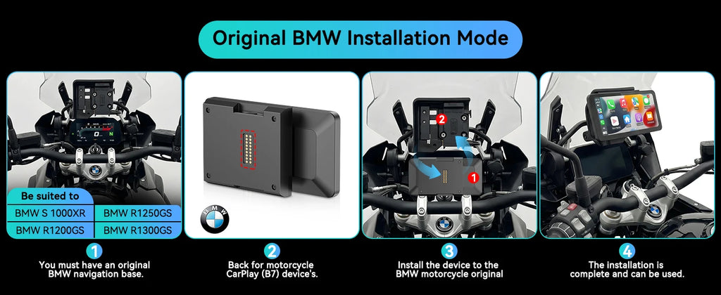 Pantalla Spedal CL871B de 6.25" con CarPlay y Android Auto para Motocicletas BMW, Soporte de Liberación Rápida Específico para BMW, Protección Completa
