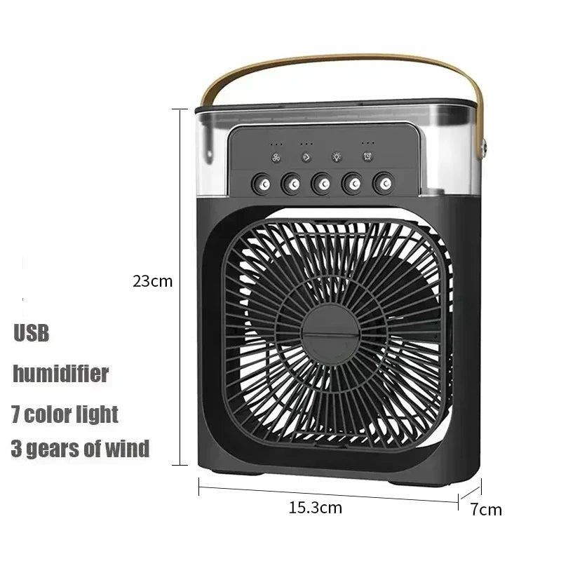 Ventilador Portátil 3 en 1 con Humidificador y Luz Nocturna