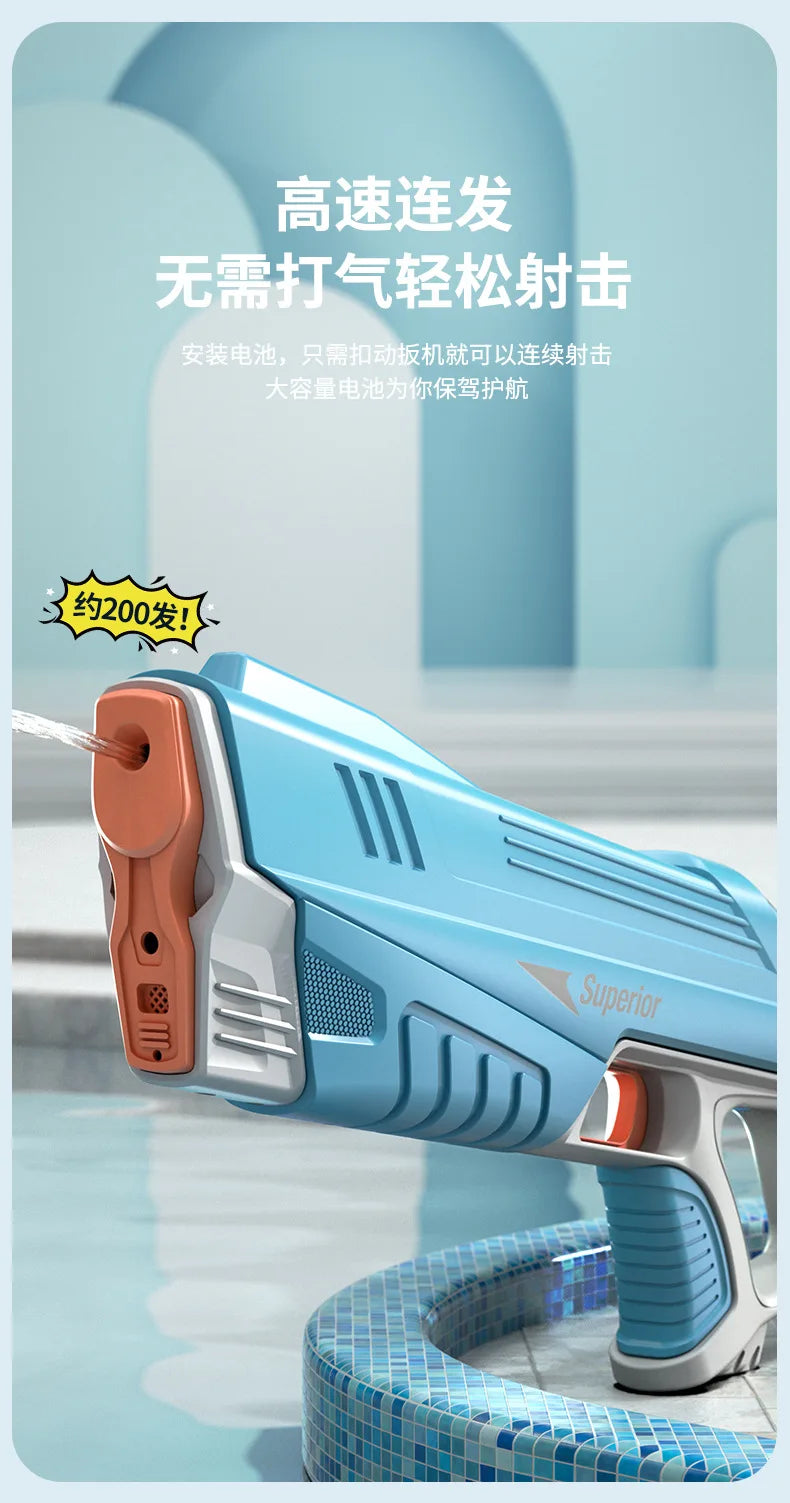 Pistola de agua eléctrica para niños, juguete con ráfagas de alta presión, carga fuerte, rociador automático de agua, pistolas de juguete