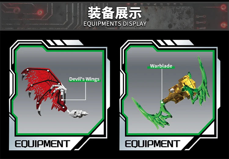 Bloques de Construcción 76112, Robot Mech Warrior, Alas Rojas, Cuchilla Verde, Modelo Dim-Blade, Kit de Bloques de Construcción, Juguete para Adultos y Niños, Regalos